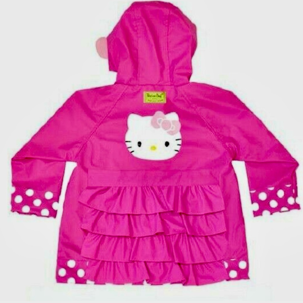 Hello Kitty Girls 5T Waterproof Raincoat Pink Polka Dot